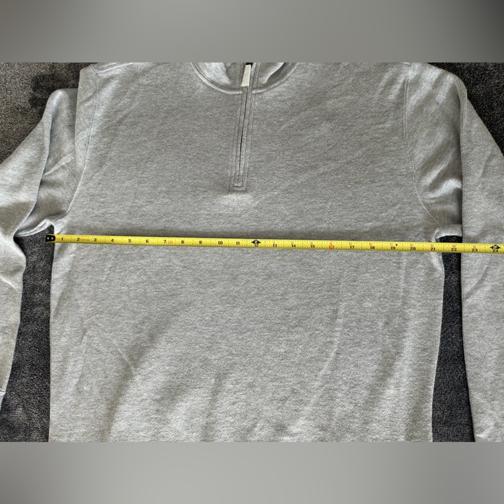 Lands' End Men's Bedford Ribbed Quarter Zip Sweater, Grey Heathered, Medium - Picture 7 of 7